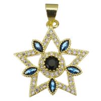 Cubic Zirconia Micro Pave Brass Pendant, Star, plated, fashion jewelry & DIY & for woman & with cubic zirconia Approx 3.5mm 