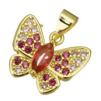 Cubic Zirconia Micro Pave Brass Pendant, Butterfly, plated, fashion jewelry & DIY & for woman & with cubic zirconia Approx 3.5mm 