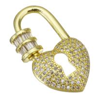 Cubic Zirconia Micro Pave Brass Pendant, Lock, plated, fashion jewelry & DIY & for woman & with cubic zirconia, golden 