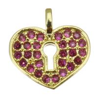 Colgante de Micro Pavé de Zirconía Cúbica, metal, Corazón, chapado, Joyería & Bricolaje & para mujer & con circonia cúbica, 12x12x2.5mm, agujero:aproximado 1x2mm, Vendido por UD