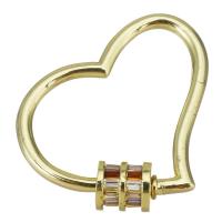 Brass Screw Clasp, Heart, plated, fashion jewelry & DIY & for woman, golden 