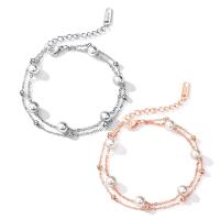 Titanium Steel Bracelet & Bangle, with 1.77inch extender chain, BeCharmed Pearl, plated, fashion jewelry & for woman .69 Inch 