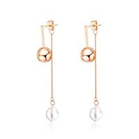 Titanium Steel Earrings, BeCharmed Pearl, rose gold color plated, fashion jewelry & for woman, 55mm 