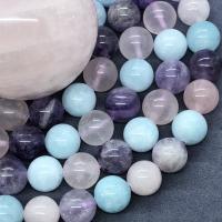 Gemischte Farbe Quarz Perlen, Natürlicher Quarz, rund, poliert, verschiedene Größen vorhanden, Länge:ca. 15 ZollInch, verkauft von Strang
