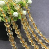 Citrin Naturperlen, Gelbquarz Perlen, rund, poliert, verschiedene Größen vorhanden, gelb, Länge:ca. 15 ZollInch, verkauft von Strang