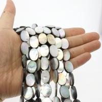 Perlas De Concha Del Labio Negro, Negro+Lip+Shell, Redondo Aplanado, Bricolaje, 13x18mm, Vendido por Sarta