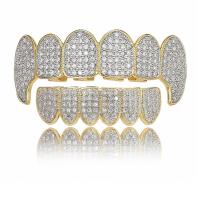 Brass Hip Hop Teeth Grillz, plated, Unisex & micro pave cubic zirconia 