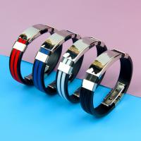 Bracelet en acier inoxydable Silicone, bijoux de mode & unisexe, plus de couleurs à choisir Vendu par PC
