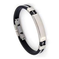 Silicone Stainless Steel Bracelets, with Silicone, fashion jewelry & Unisex 