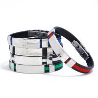 Silicone Stainless Steel Bracelets, with Silicone, fashion jewelry & Unisex .87 Inch 