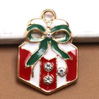 Zinc Alloy Enamel Pendants, gold color plated, DIY & with rhinestone, multi-colored 