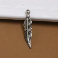 Zinc Alloy Feather Pendants, antique silver color plated, DIY 