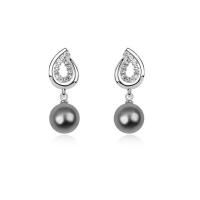 Boucle d'oreille en alliage de zinc en plastique perle, avec perle de plastique, bijoux de mode, plus de couleurs à choisir, Vendu par paire