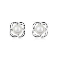 Kunststoff Perle Zink Legierung Ohrring, Zinklegierung, mit Kunststoff Perlen, Modeschmuck, keine, 13x13mm, verkauft von Paar