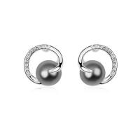 Kunststoff Perle Zink Legierung Ohrring, Zinklegierung, mit Kunststoff Perlen, Modeschmuck, keine, 15x15mm, verkauft von Paar