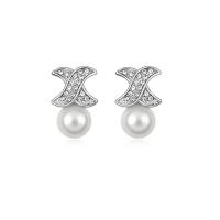 Kunststoff Perle Zink Legierung Ohrring, Zinklegierung, mit Kunststoff Perlen, Modeschmuck, keine, 17x11mm, verkauft von Paar