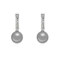 Kunststoff Perle Zink Legierung Ohrring, Zinklegierung, mit Kunststoff Perlen, Modeschmuck, keine, 25x10mm, verkauft von Paar