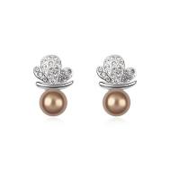 Zinc alliage strass Stud Earring, alliage de zinc, avec Perle de CRYSTALLIZED™, bijoux de mode, plus de couleurs à choisir Vendu par paire