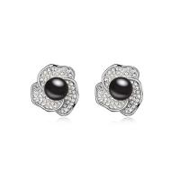 Zinc alliage strass Stud Earring, alliage de zinc, avec Perle de CRYSTALLIZED™, bijoux de mode, plus de couleurs à choisir Vendu par paire