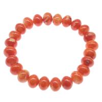 Natural Coral Bracelets, Flat Round, polished, fashion jewelry & for woman, orange, 10*8mm .5 Inch 
