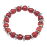 Natural Coral Bracelets, Round, polished, fashion jewelry & for woman, red, 10*10mm .5 Inch 