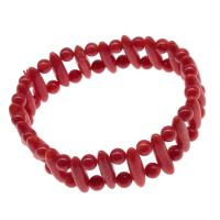 Natural Coral Bracelets, polished, fashion jewelry & for woman, red, 16*5mm .5 Inch 