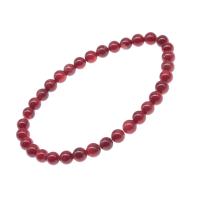 Natural Coral Bracelets, Round, polished, fashion jewelry & for woman, red, 6mm .5 Inch 