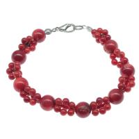 Natural Coral Bracelets, Round, polished, fashion jewelry & for woman, red, 10m  5mm .5 Inch 