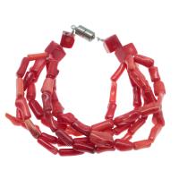 Bracelets corail naturels, pilier, poli, bijoux de mode & pour femme, rouge, 11*5mm .5 pouce, Vendu par brin