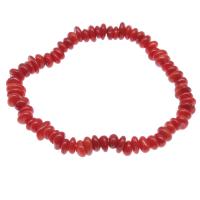 Natural Coral Bracelets, Flat Round, polished, fashion jewelry & for woman, red, 6*3mm .5 Inch 