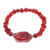 Natural Coral Bracelets, polished, fashion jewelry & for woman, red, 21*10*4mm .5 Inch 