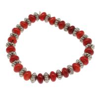 Natural Coral Bracelets, Flat Round, polished, fashion jewelry & for woman, red, 5*8mm .5 Inch 