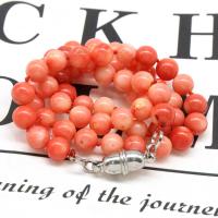 Natural Coral Bracelets, Round, polished, fashion jewelry & for woman, orange, 7mm cm 