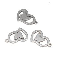 Zinc Alloy Heart Pendants, Stainless Steel, plated, DIY, silver color, 15*10*1mm 