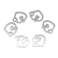 Stainless Steel Heart Pendants, plated, DIY, silver color, 13*15*1mm 