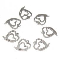 Stainless Steel Heart Pendants, plated, DIY, silver color, 15*12*1mm 