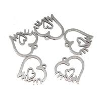 Stainless Steel Heart Pendants, plated, DIY, silver color, 14*15*1mm 