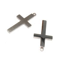 Stainless Steel Cross Pendants, plated, DIY, silver color, 25*13*1mm 