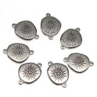 Stainless Steel Charm Connector, Ellipse, plated, DIY, silver color, 20*15*2mm 
