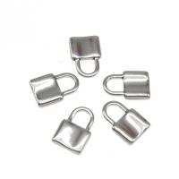 Stainless Steel Pendants, Lock, plated, DIY, silver color, 23*15*3mm 