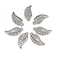 Stainless Steel Leaf Pendant, plated, DIY, silver color, 18*8*3mm 
