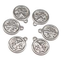 Stainless Steel Pendants, Round, plated, DIY, silver color, 20*16*2mm 