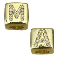 Cubic Zirconia Micro Pave Brass Beads, Square, plated, fashion jewelry & DIY & with cubic zirconia, golden Approx 4.5mm 