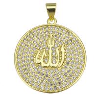 Cubic Zirconia Micro Pave Brass Pendant, Round, plated, fashion jewelry & DIY & with cubic zirconia Approx 3.5mm 