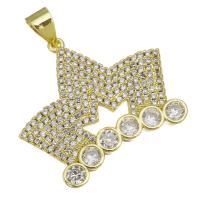 Cubic Zirconia Micro Pave Brass Pendant, plated, fashion jewelry & DIY & with cubic zirconia, golden Approx 3.5mm 