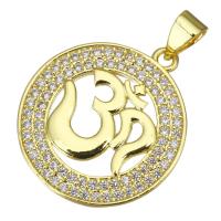 Cubic Zirconia Micro Pave Brass Pendant, Round, plated, fashion jewelry & DIY & with cubic zirconia, golden Approx 3.5mm 