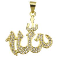 Cubic Zirconia Micro Pave Brass Pendant, plated, fashion jewelry & DIY & with cubic zirconia, golden Approx 3.5mm 