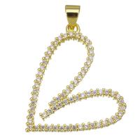 Cubic Zirconia Micro Pave Brass Pendant, Heart, plated, fashion jewelry & DIY & with cubic zirconia, golden Approx 3.5mm 