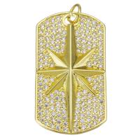 Cubic Zirconia Micro Pave Brass Pendant, plated, fashion jewelry & DIY & with cubic zirconia, golden Approx 3.5mm 