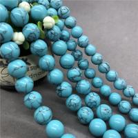 Natural Turquoise Beads, Round, polished acid blue Approx 15 Inch 
